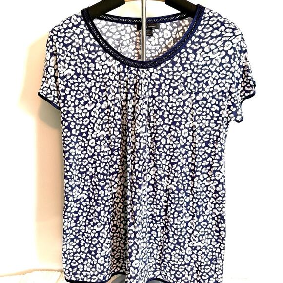 Carole Hochman Womens Blue n White Fluitter Sleeve Size Small Dainty Layering - Picture 1 of 9